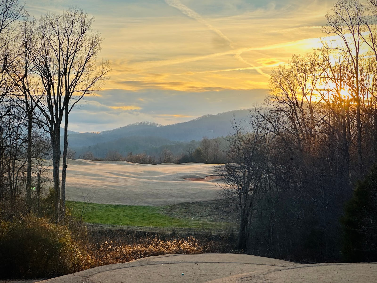 Sunset above a mountain golf course near Hiawassee